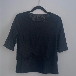BCBGMaxAzria Black Lace Blouse